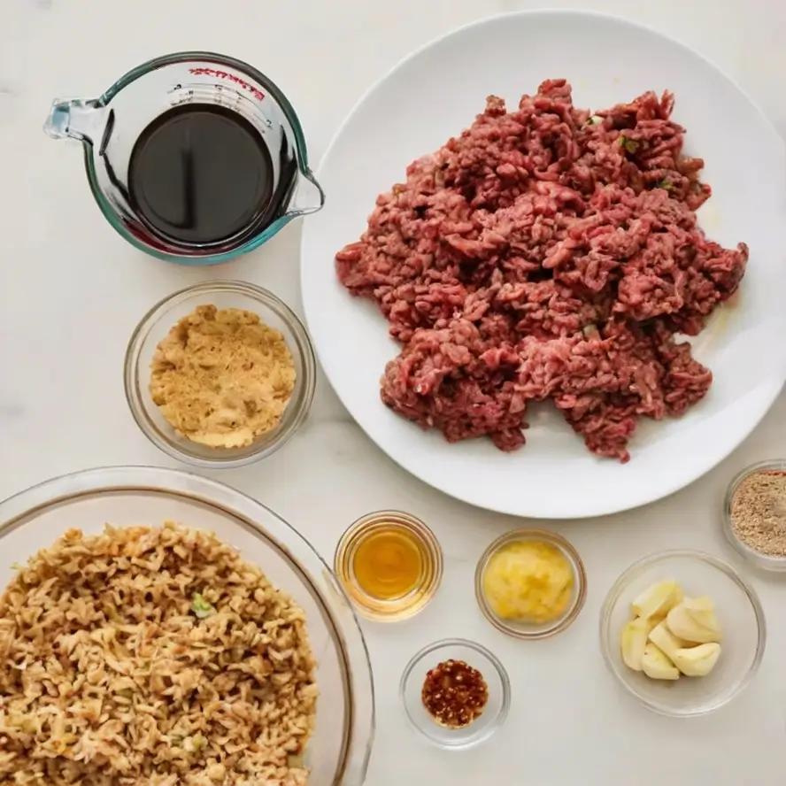 ingredients of Korean Ground Beef Bowl