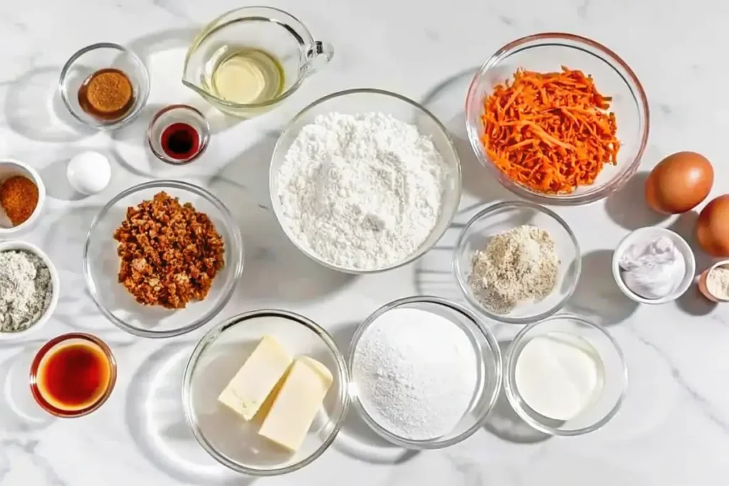 ingredients  of easy carrot cake