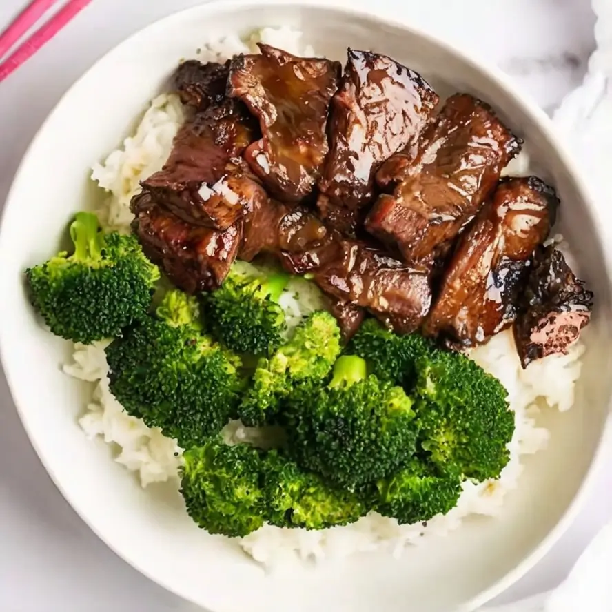 serving easy Beef Teriyaki with broccoli