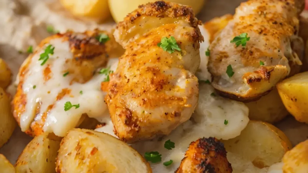 fresh Garlic Parmesan Chicken and Potatoes