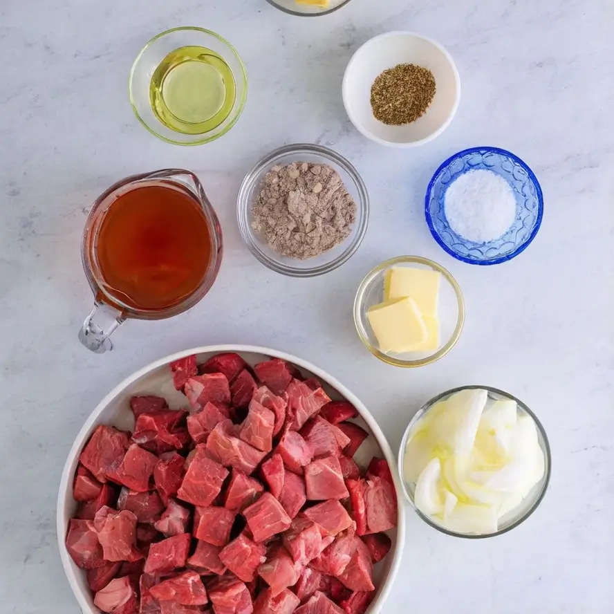 ingredients of  slow cooker garlic butter beef.