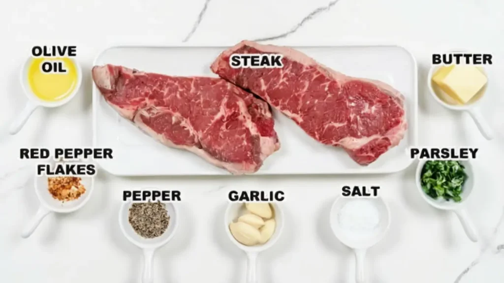 ingredients of Garlic Butter Steak Bites