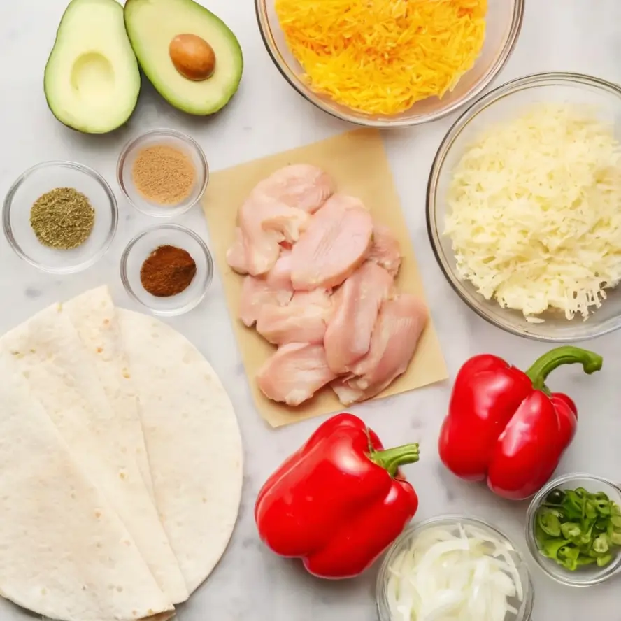 ingredients of Mini Chicken Quesadillas