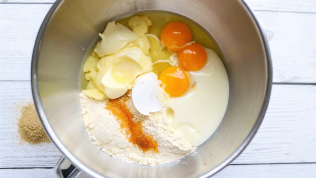 mixing lemon drizzle cake ingredients