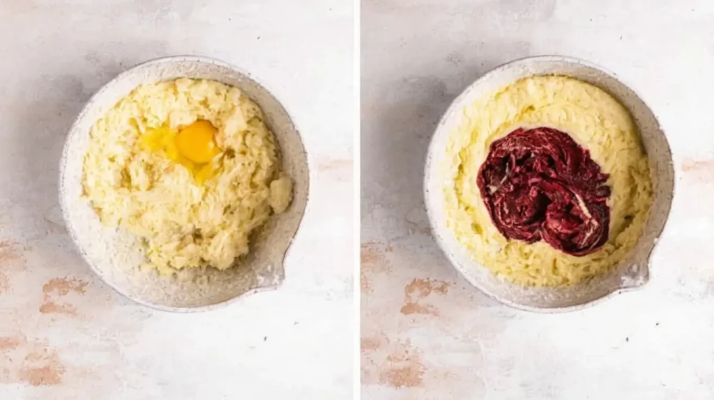 mixing ingredients of Red Velvet Cheesecake 