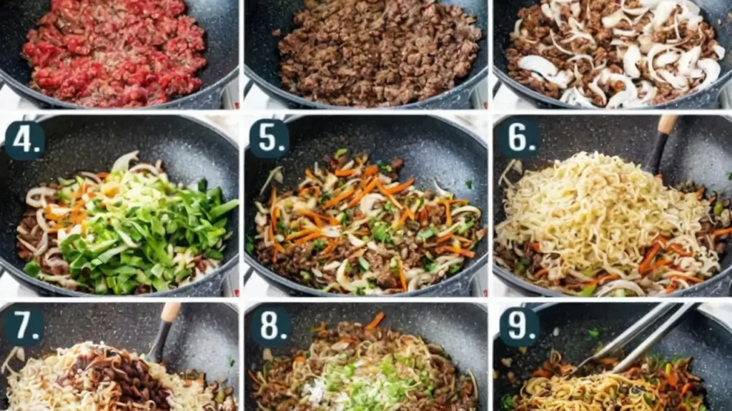 step for cooking  Hoisin Beef Noodles